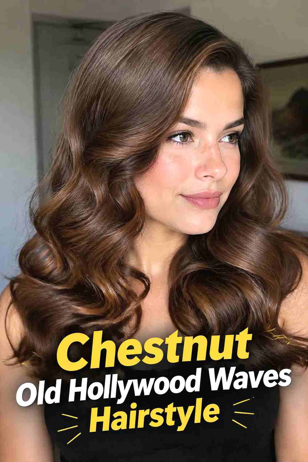 3. Chestnut Old Hollywood Waves Hairstyle