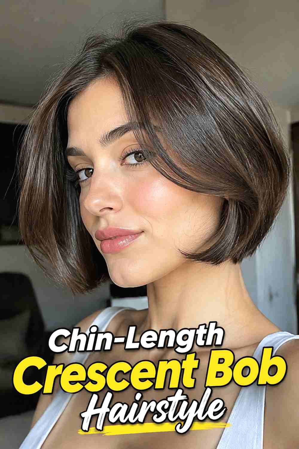 2. Chin Length Crescent Bob Hairstyle