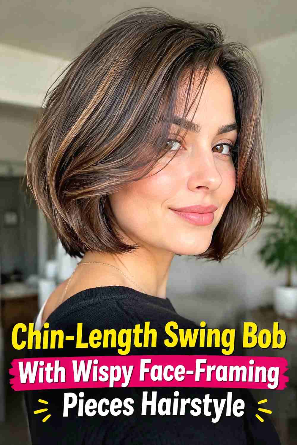 4. Chin Length Swing Bob With Wispy Face Framing Pieces Hairstyle