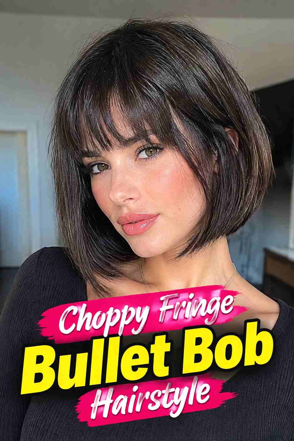 2. Choppy Fringe Bullet Bob Hairstyle