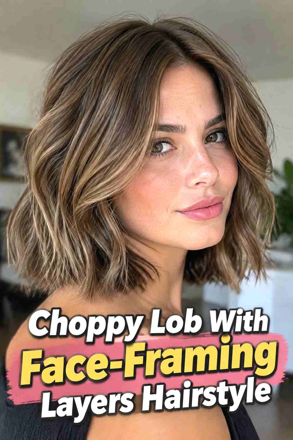 3. Choppy Lob With Face Framing Layers Hairstyle