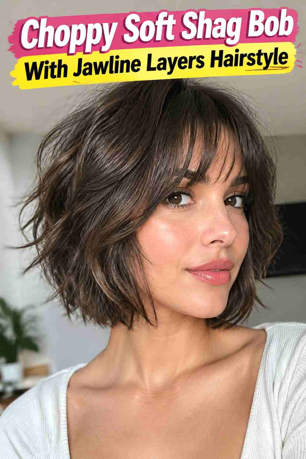 4. Choppy Soft Shag Bob With Jawline Layers Hairstyle