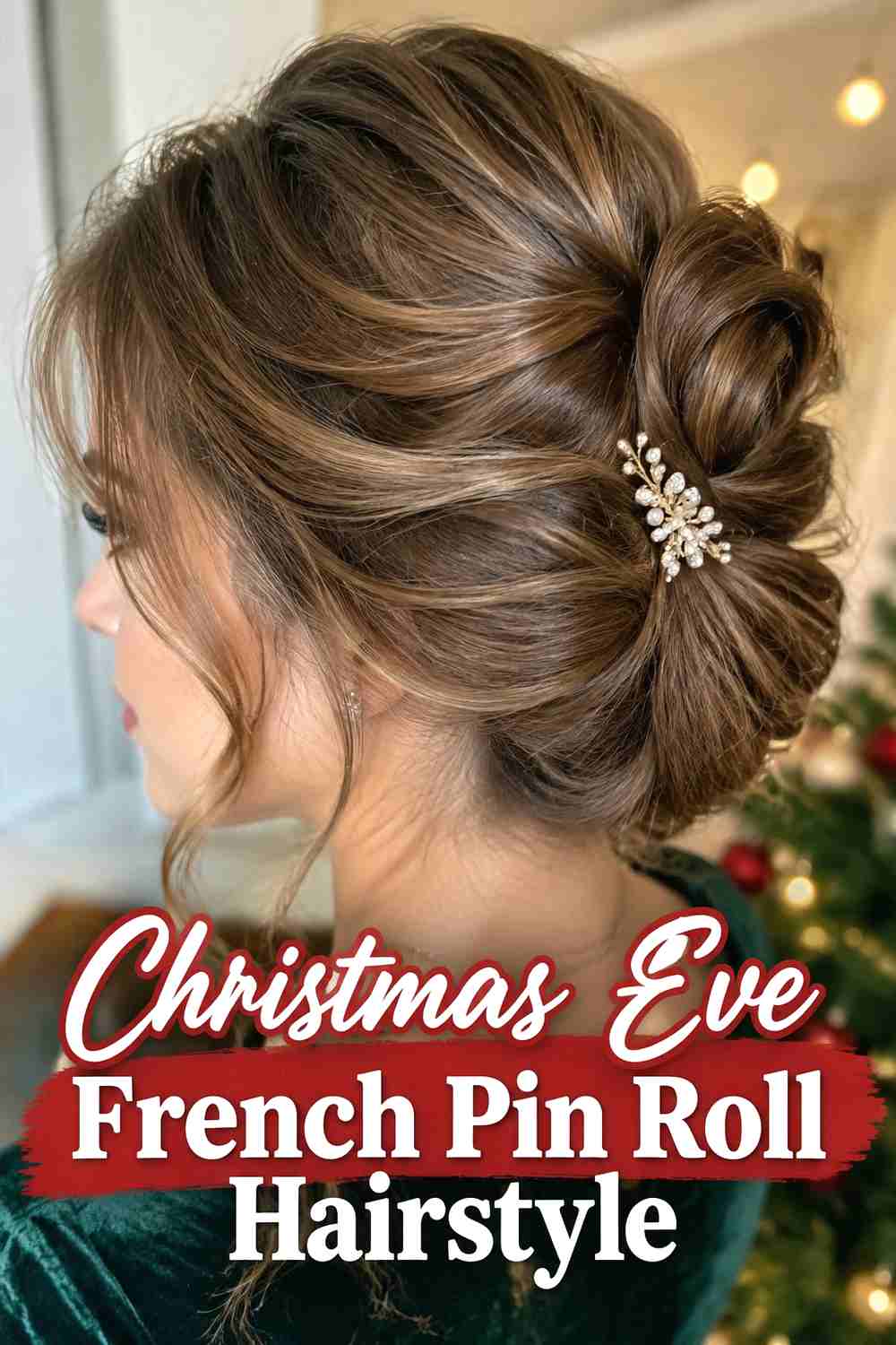 13. Christmas Eve French Pin Roll Hairstyle