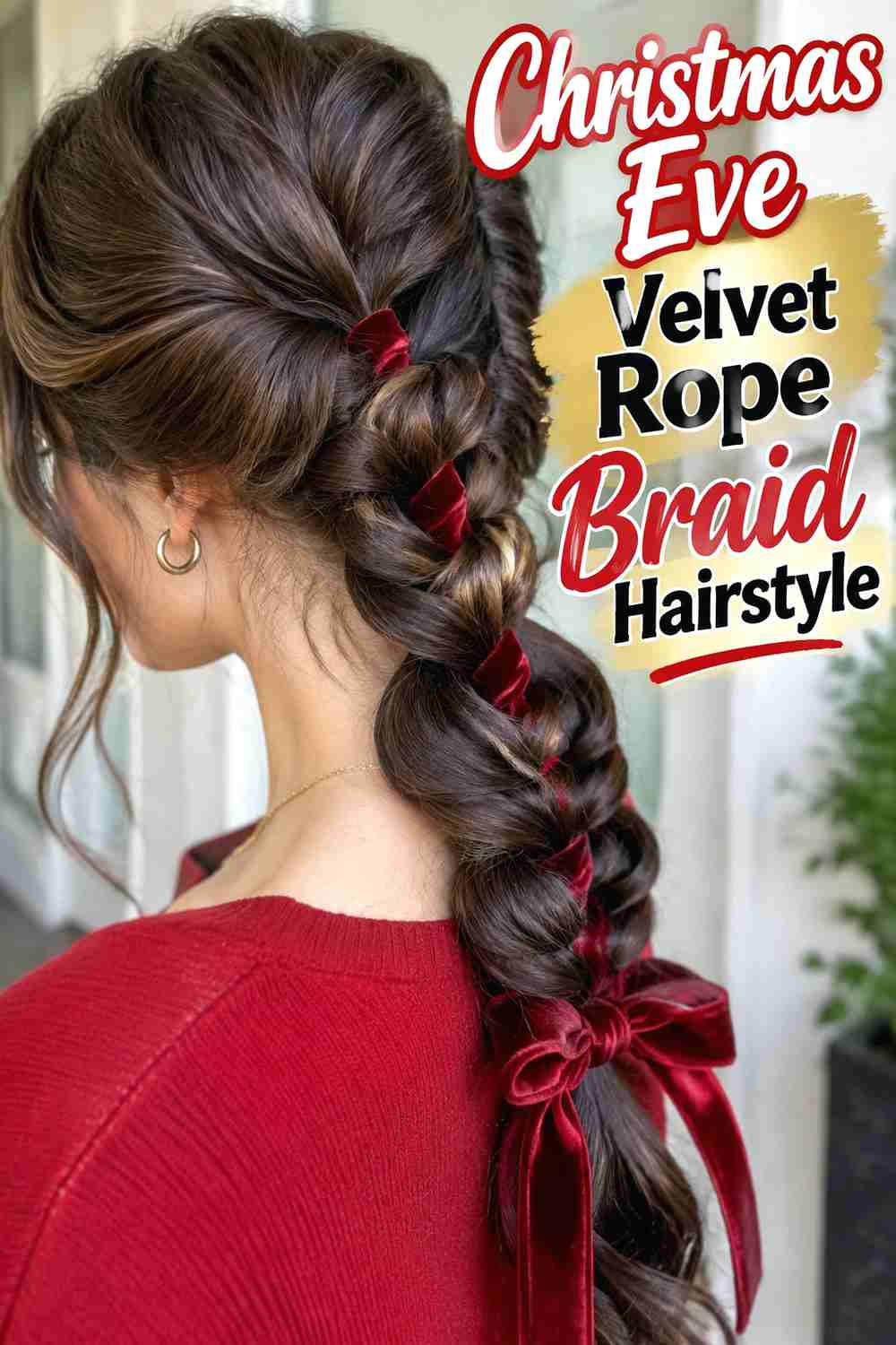 11. Christmas Eve Velvet Rope Braid Hairstyle