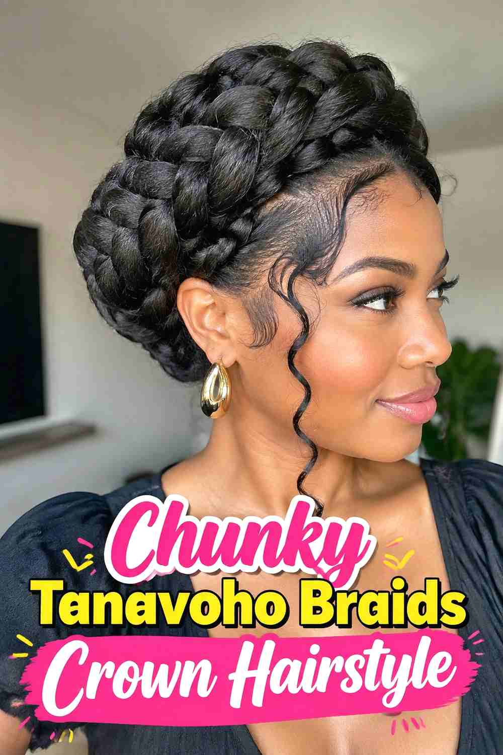 6. Chunky Tanavoho Braids Crown Hairstyle