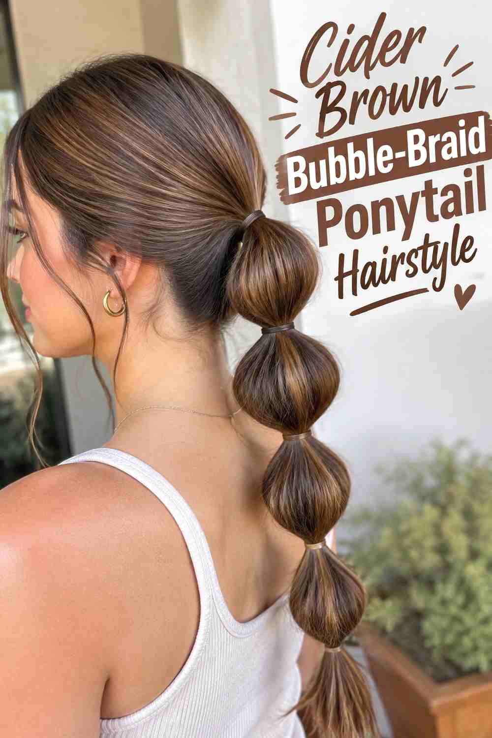7. Cider Brown Bubble Braid Ponytail Hairstyle