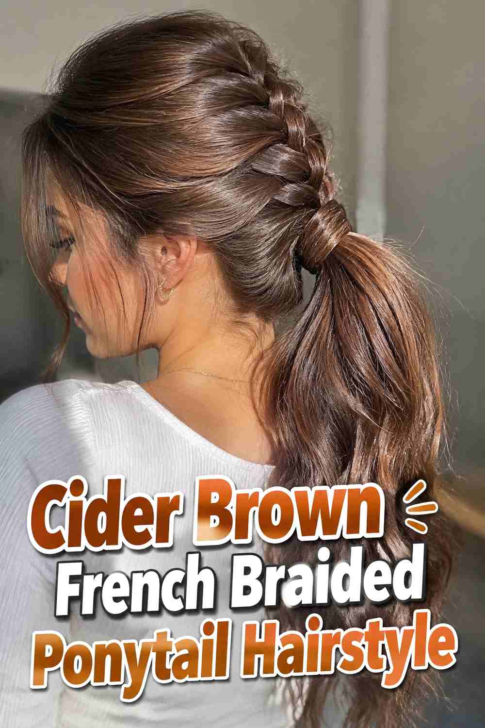 9. Cider Brown French Braided Ponytail Hairstyle