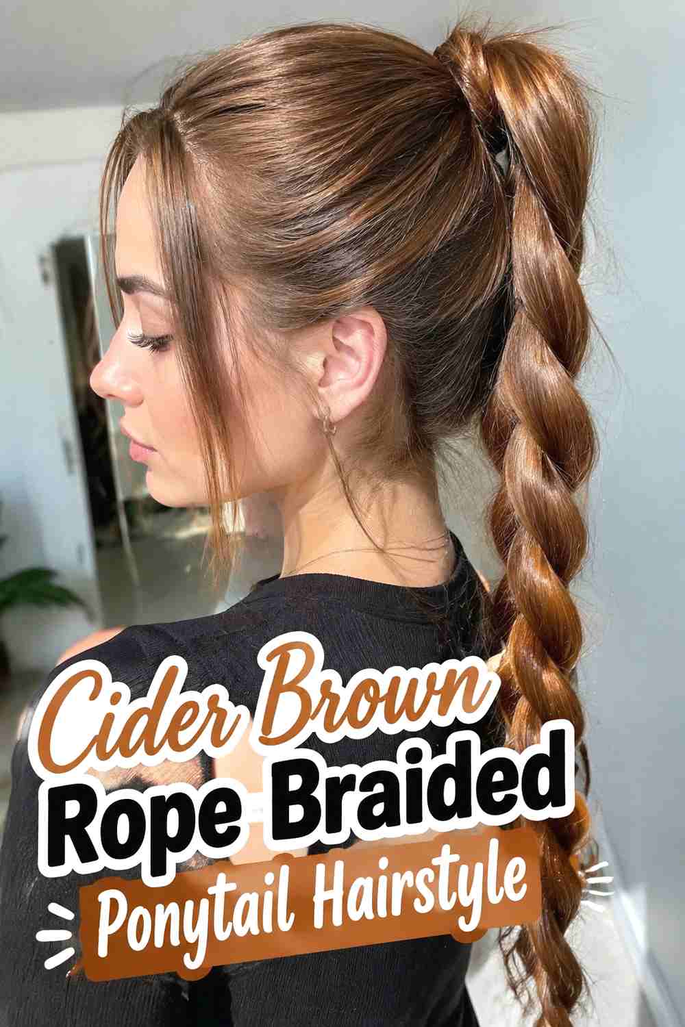 6. Cider Brown Rope Braided Ponytail Hairstyle