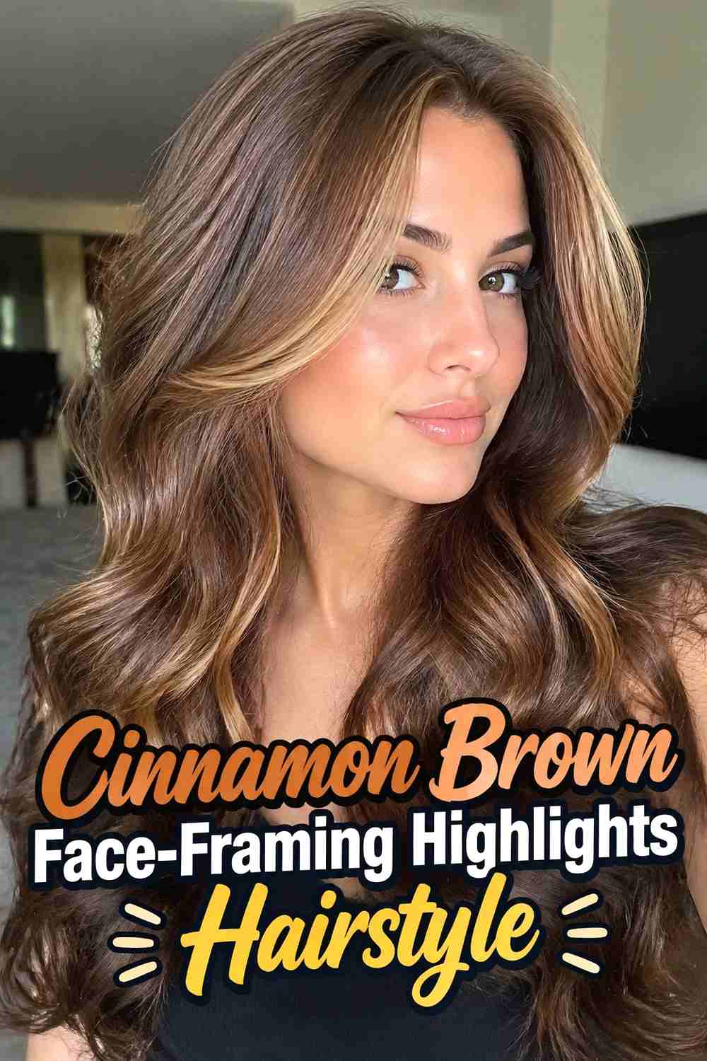 5. Cinnamon Brown Face Framing Highlights Hairstyle
