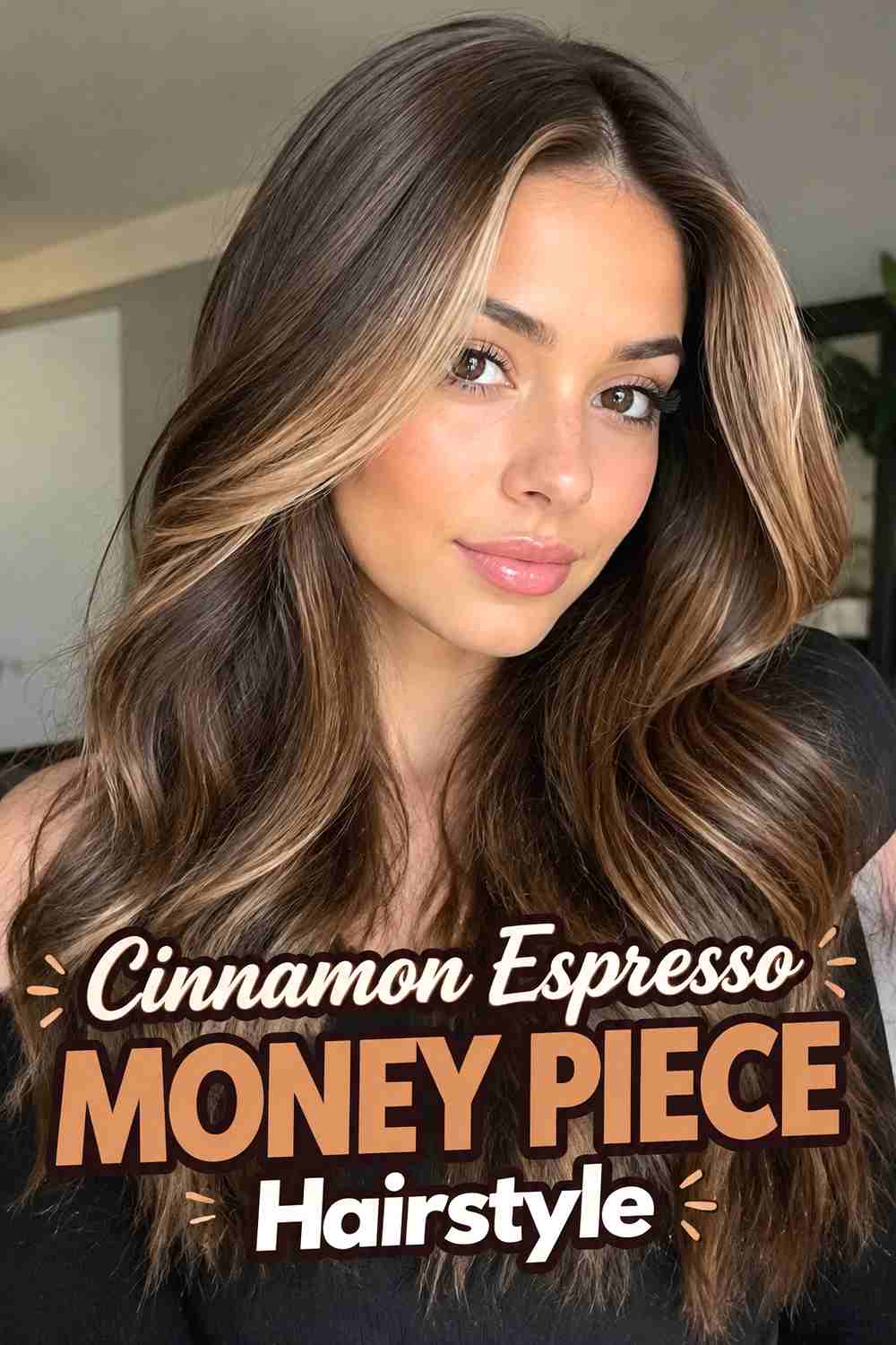 2. Cinnamon Espresso Money Piece Hairstyle
