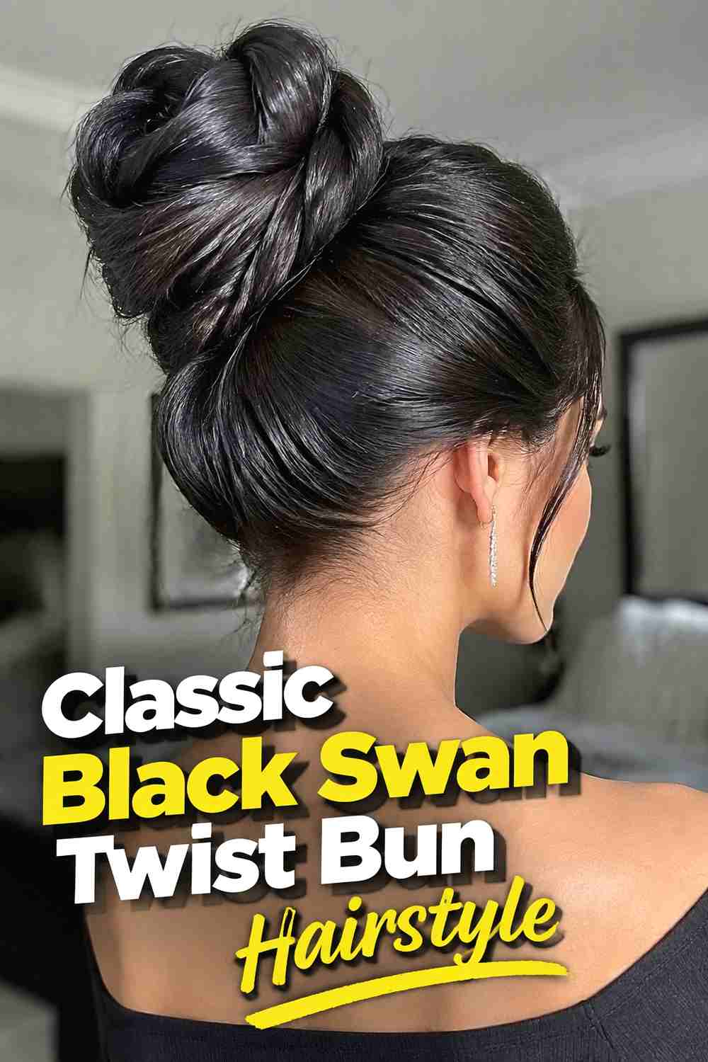 1. Classic Black Swan Twist Bun Hairstyle