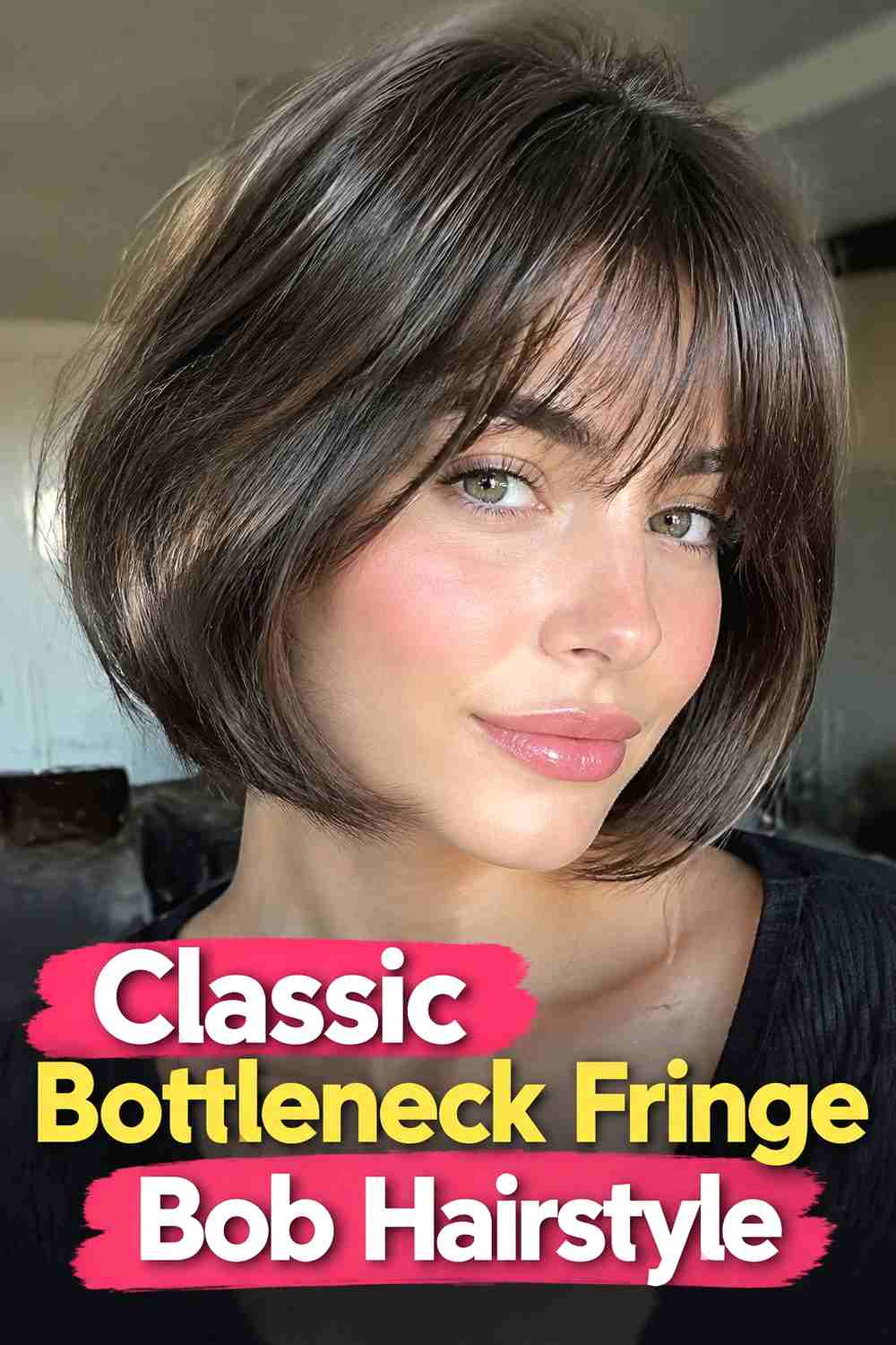 1. Classic Bottleneck Fringe Bob Hairstyle