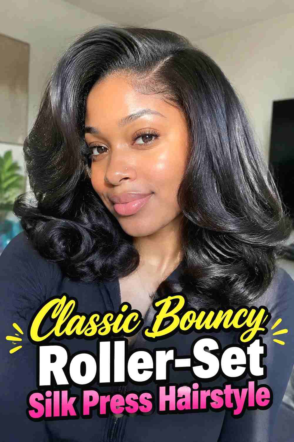 1. Classic Bouncy Roller Set Silk Press Hairstyle