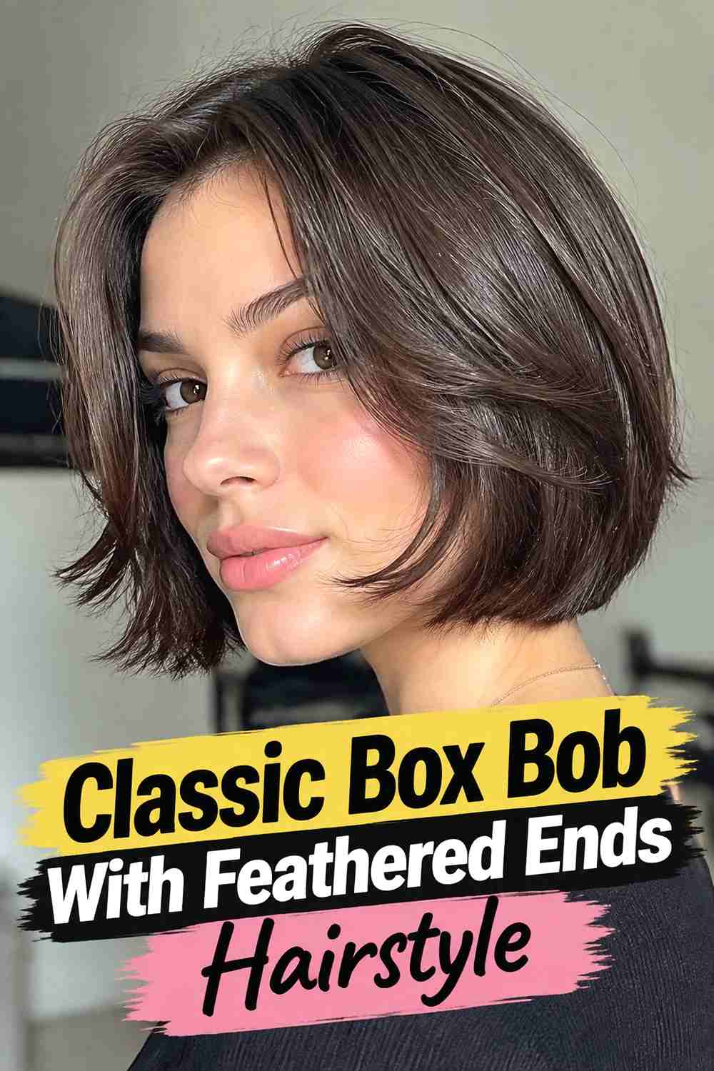 1. Classic Box Bob With Feathered Ends Hairstyle