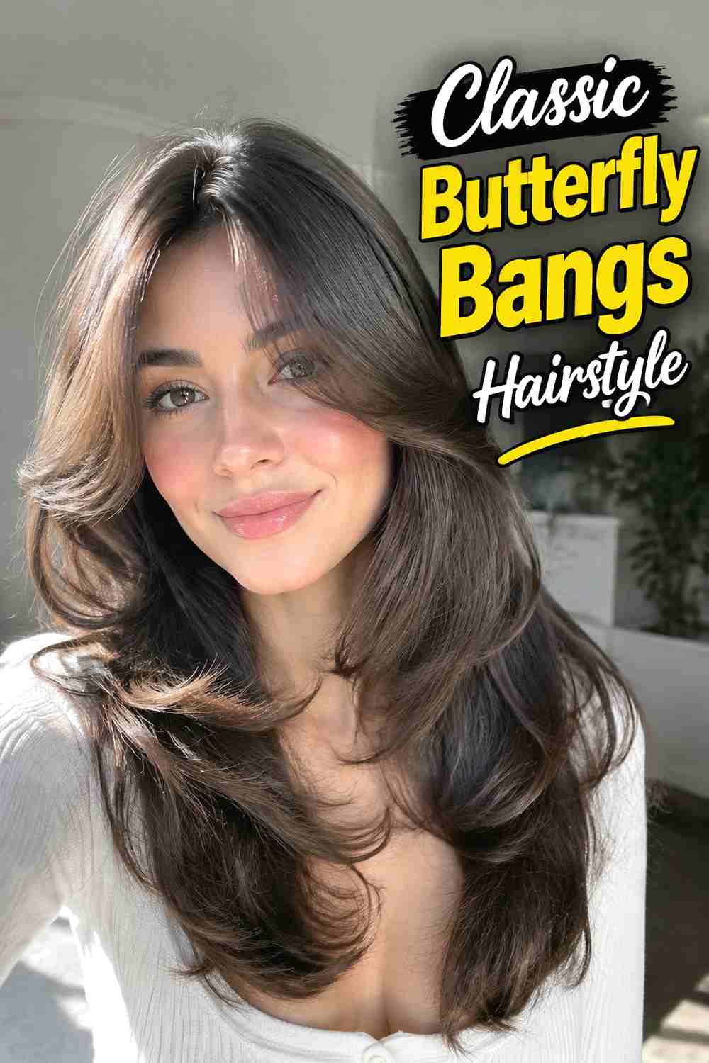 1. Classic Butterfly Bangs Hairstyle