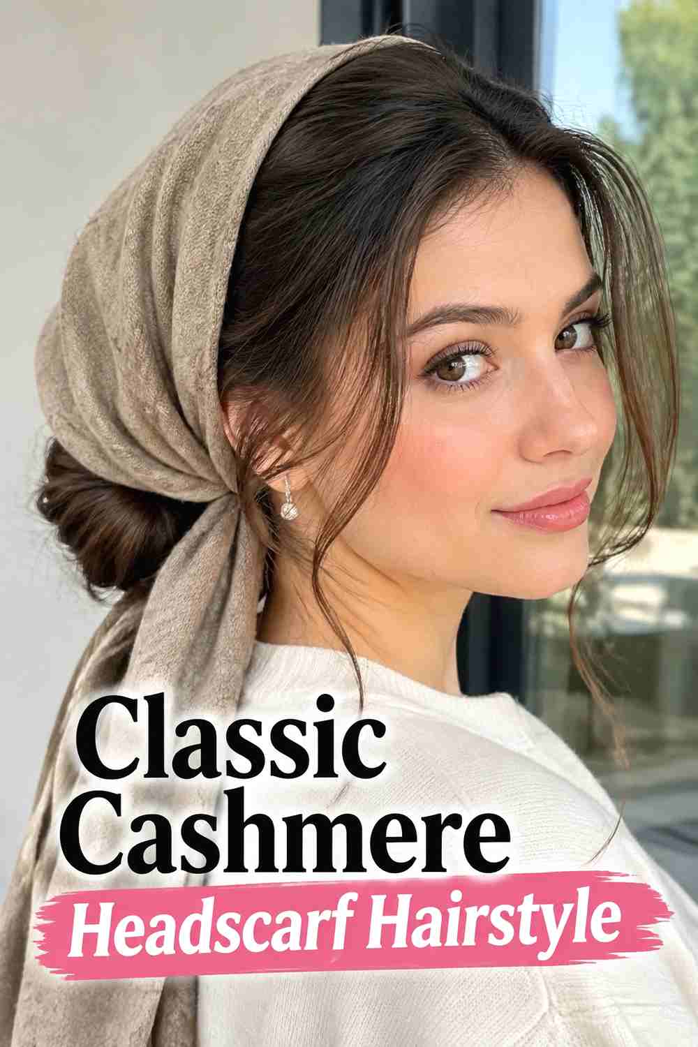 1. Classic Cashmere Headscarf Hairstyle