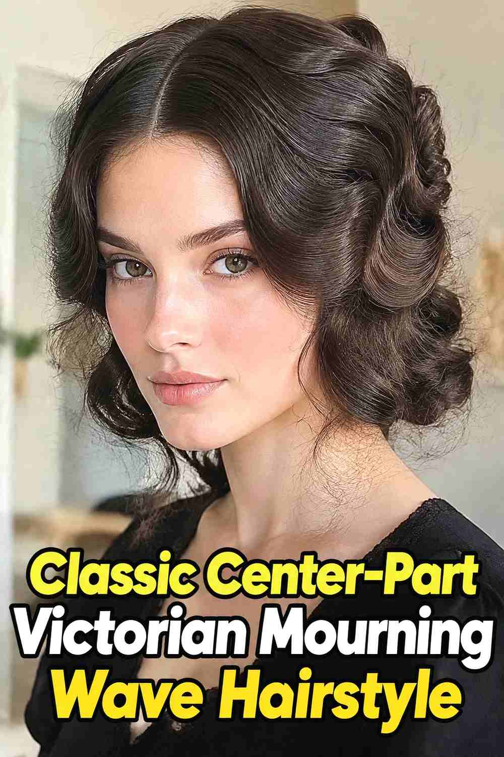 1. Classic Center Part Victorian Mourning Wave Hairstyle