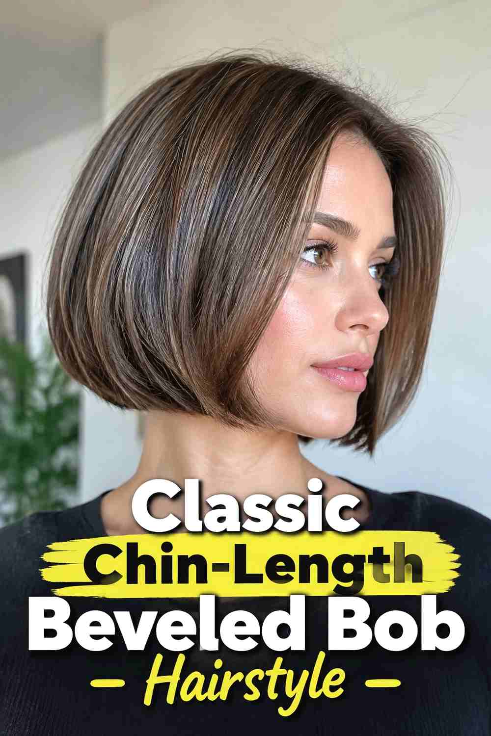 1. Classic Chin Length Beveled Bob Hairstyle