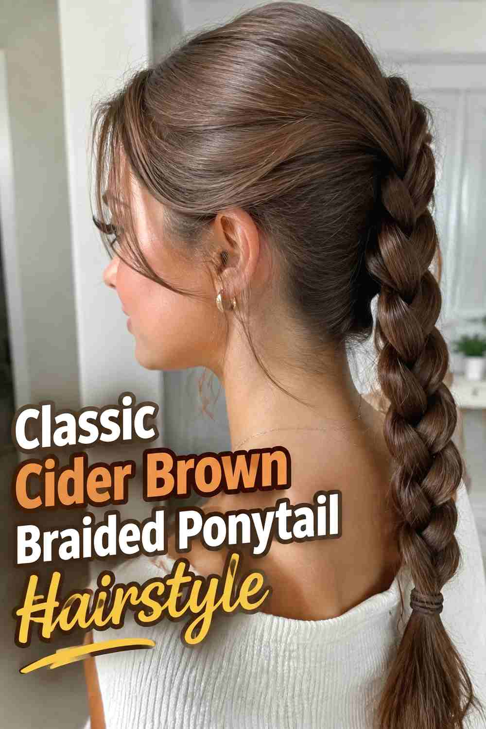 1. Classic Cider Brown Braided Ponytail Hairstyle