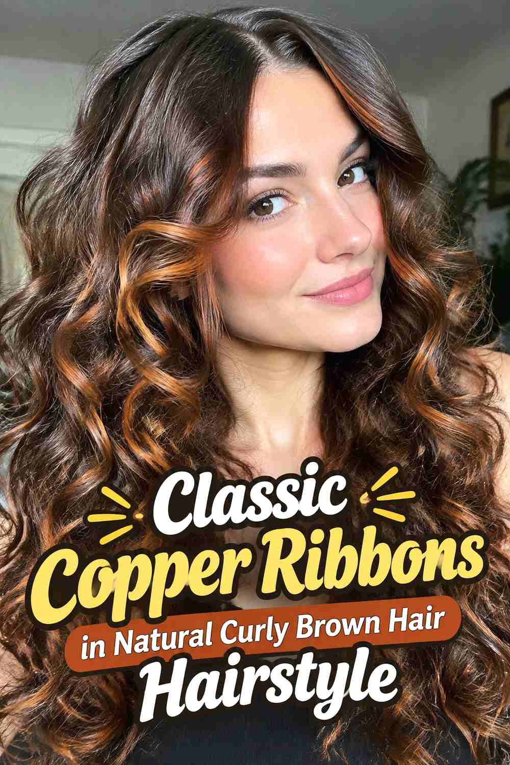 1. Classic Copper Ribbons In Natural Curly Brown Hair Hairstyle