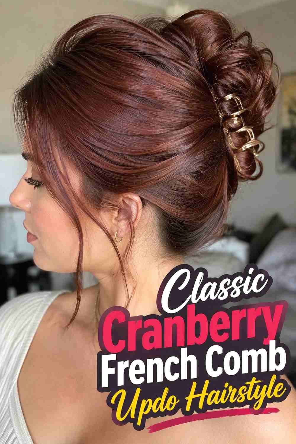 1. Classic Cranberry French Comb Updo Hairstyle