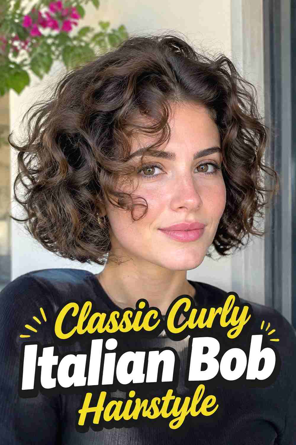 1. Classic Curly Italian Bob Hairstyle