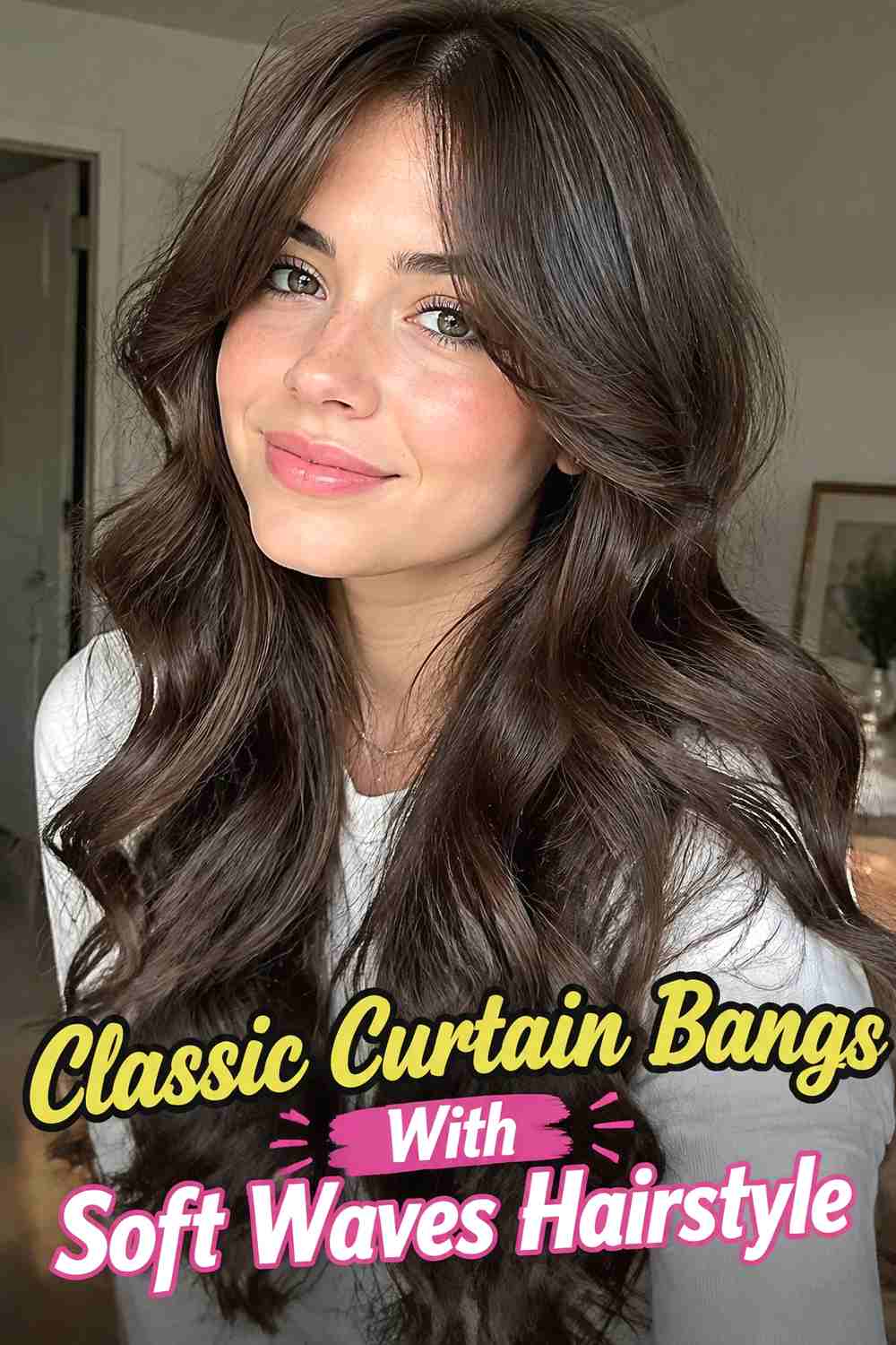 1. Classic Curtain Bangs With Soft Waves Hairstyle