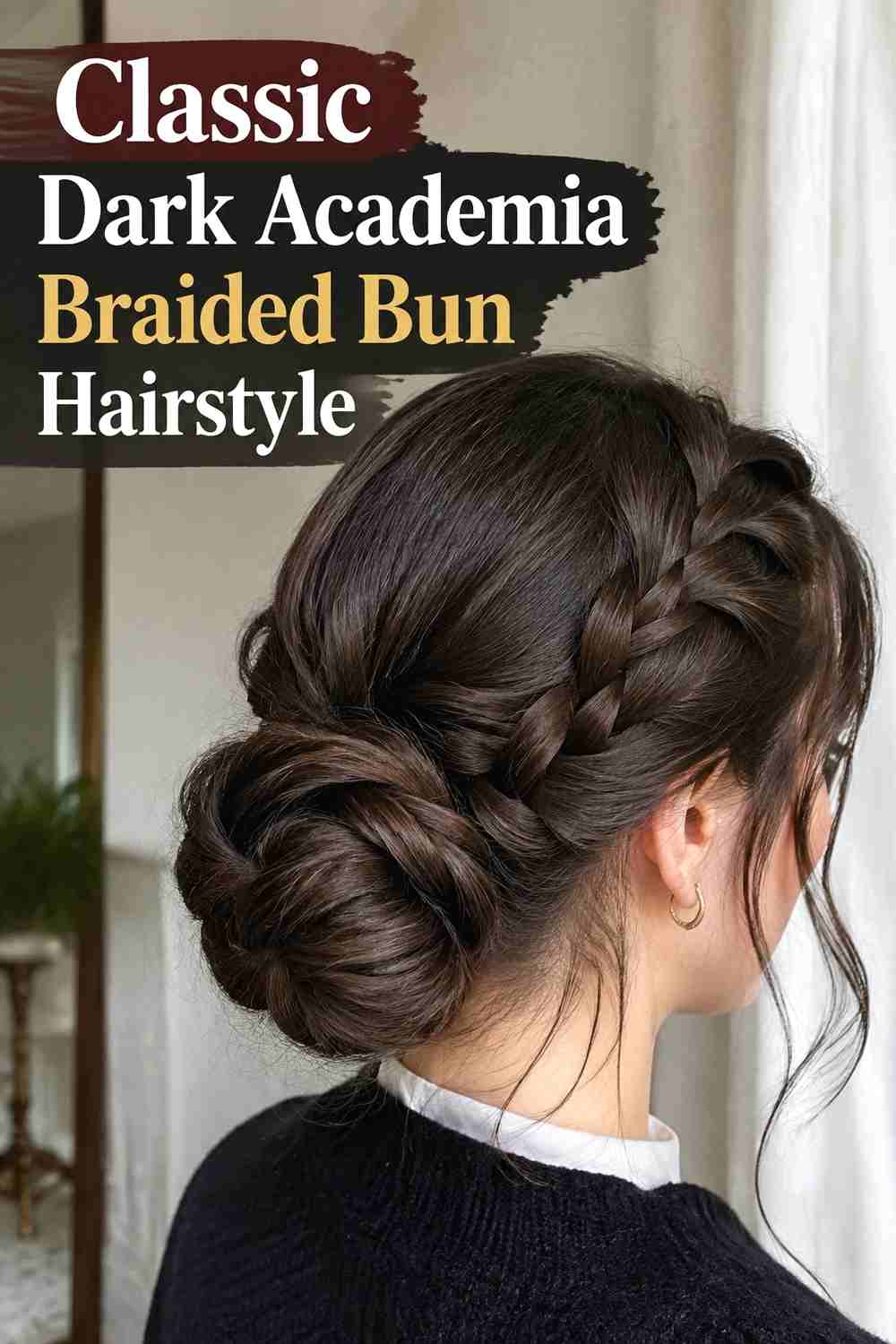 1. Classic Dark Academia Braided Bun Hairstyle