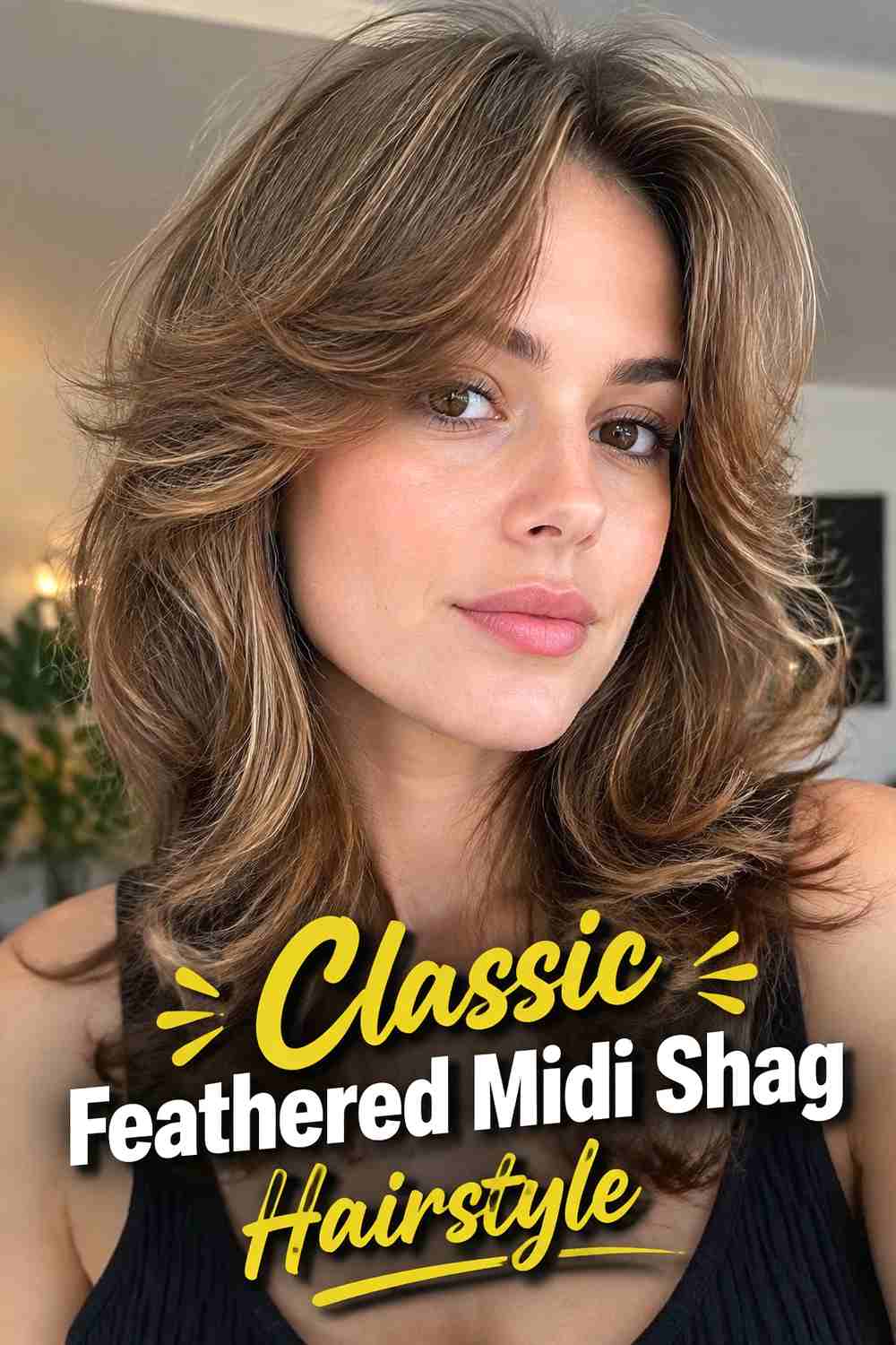 1. Classic Feathered Midi Shag Hairstyle