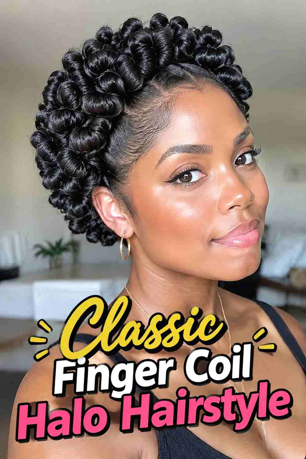 1. Classic Finger Coil Halo Hairstyle