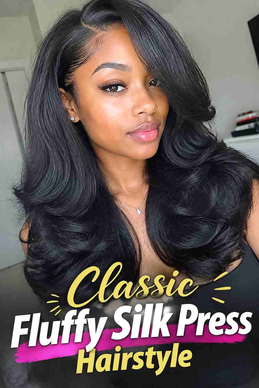 1. Classic Fluffy Silk Press Hairstyle