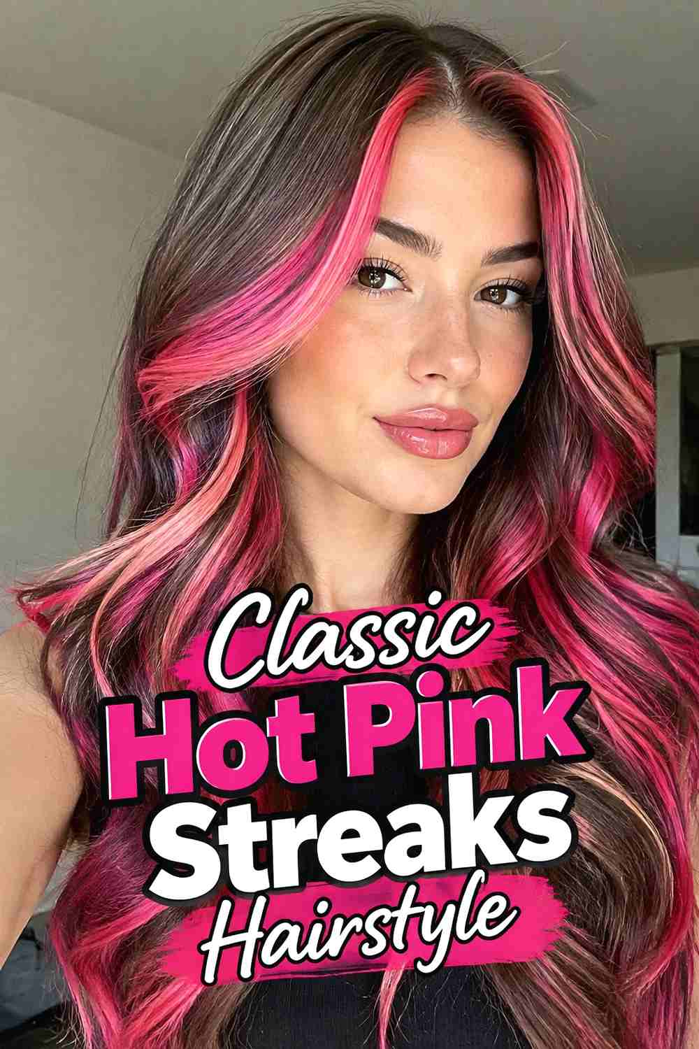 1. Classic Hot Pink Streaks Hairstyle