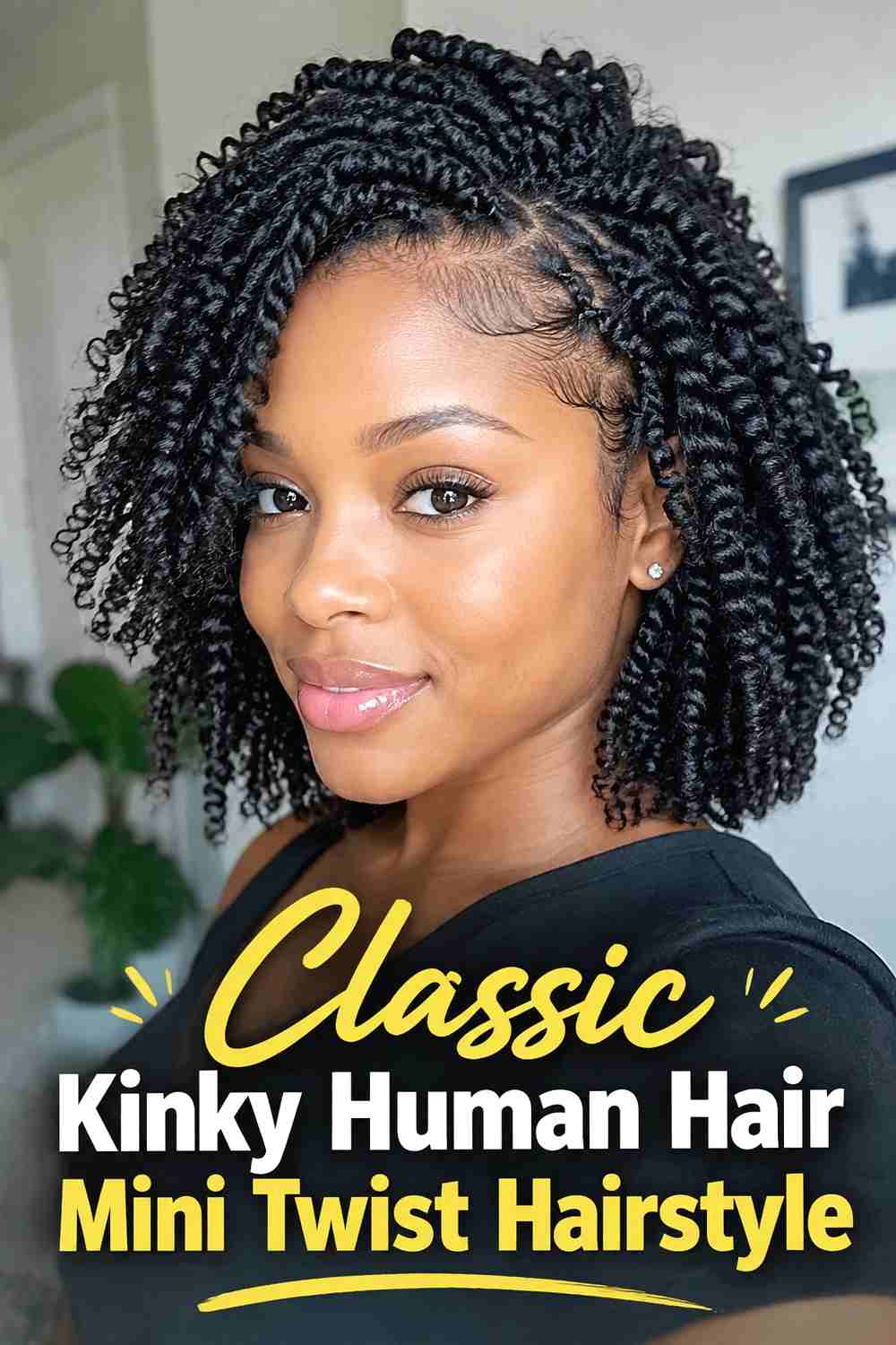 1. Classic Kinky Human Hair Mini Twist Hairstyle