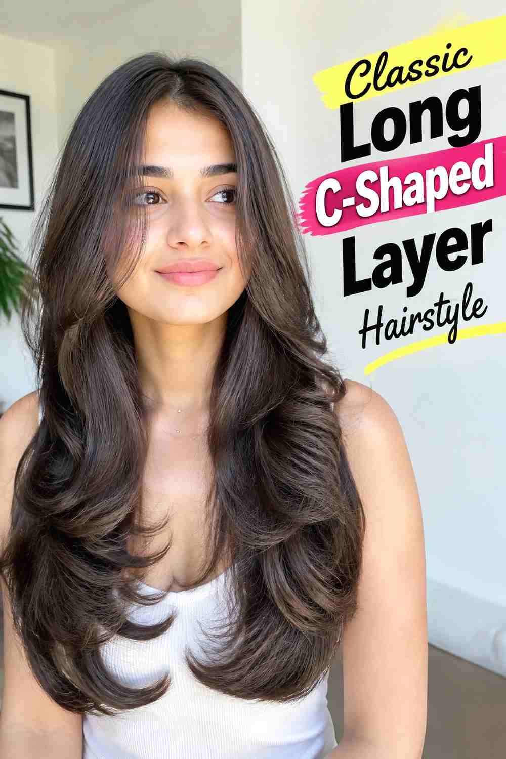 1. Classic Long C Shaped Layer Hairstyle
