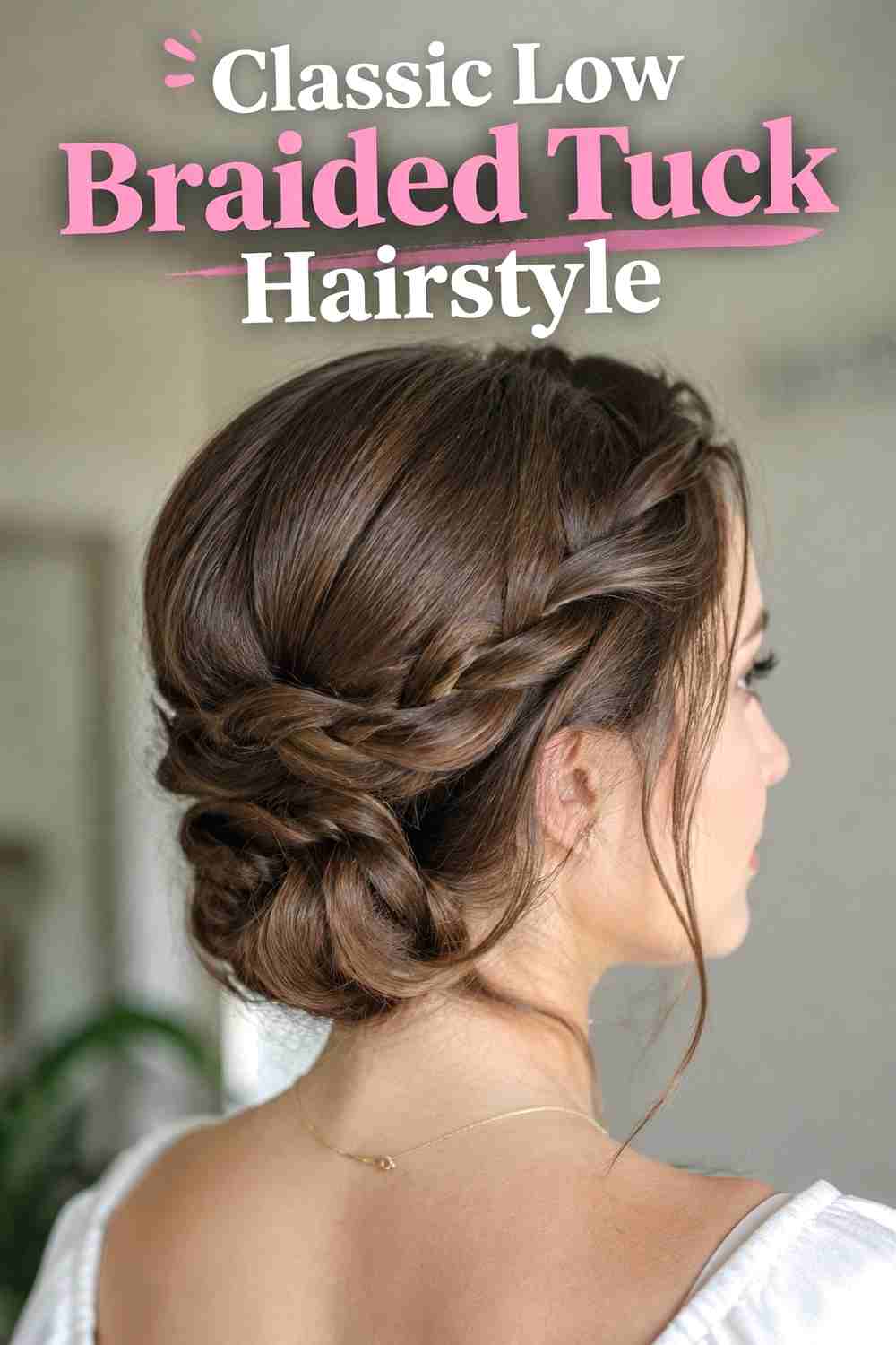 1. Classic Low Braided Tuck Hairstyle