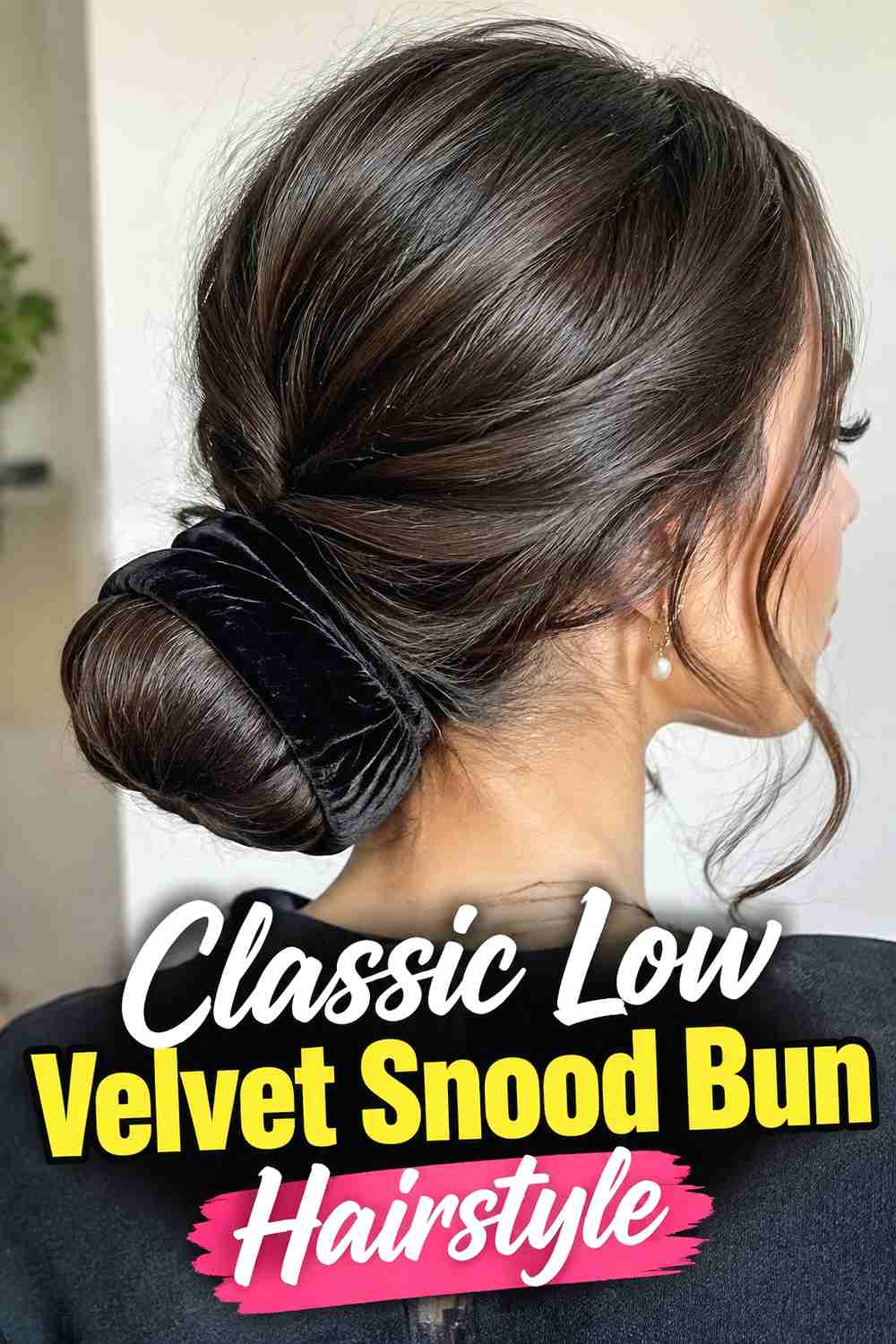 1. Classic Low Velvet Snood Bun Hairstyle