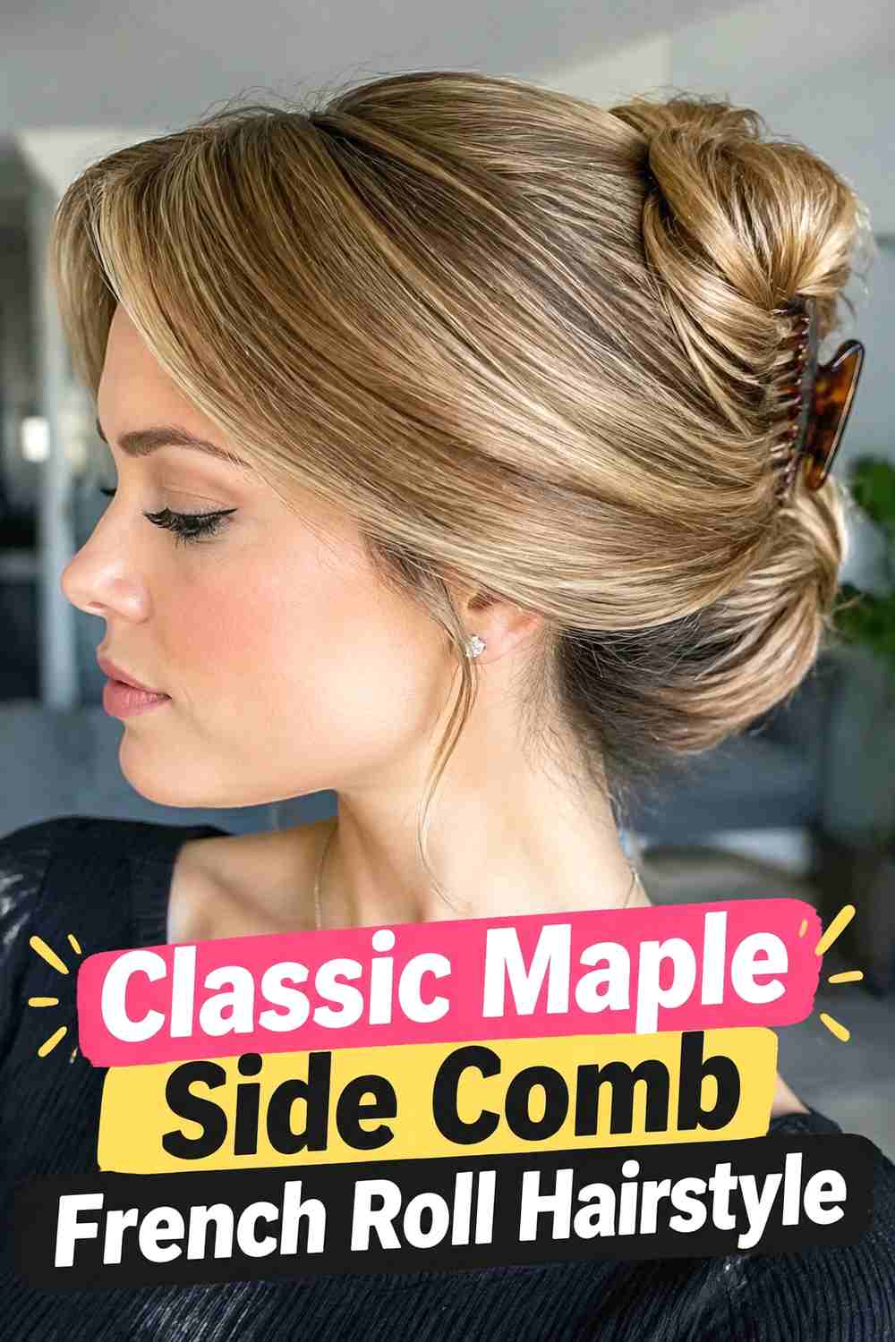 1. Classic Maple Side Comb French Roll Hairstyle