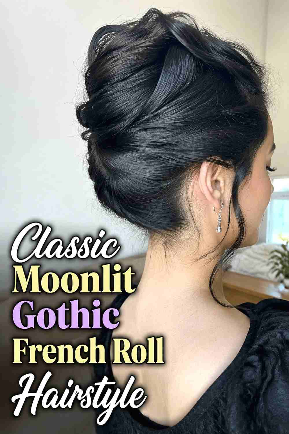 1. Classic Moonlit Gothic French Roll Hairstyle