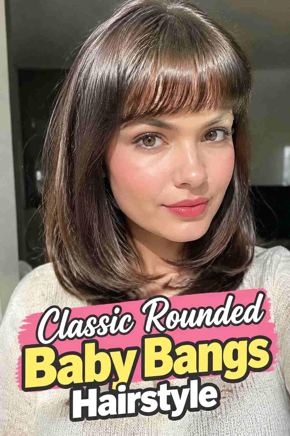 1. Classic Rounded Baby Bangs Hairstyle