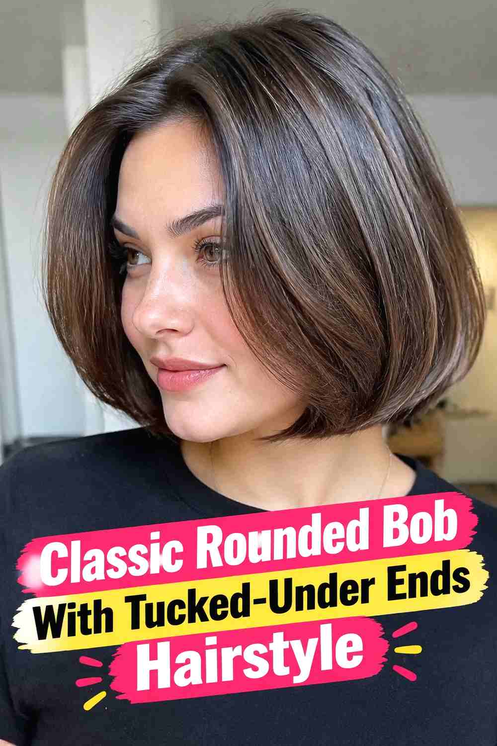 1. Classic Rounded Bob With Tucked Under Ends Hairstyle