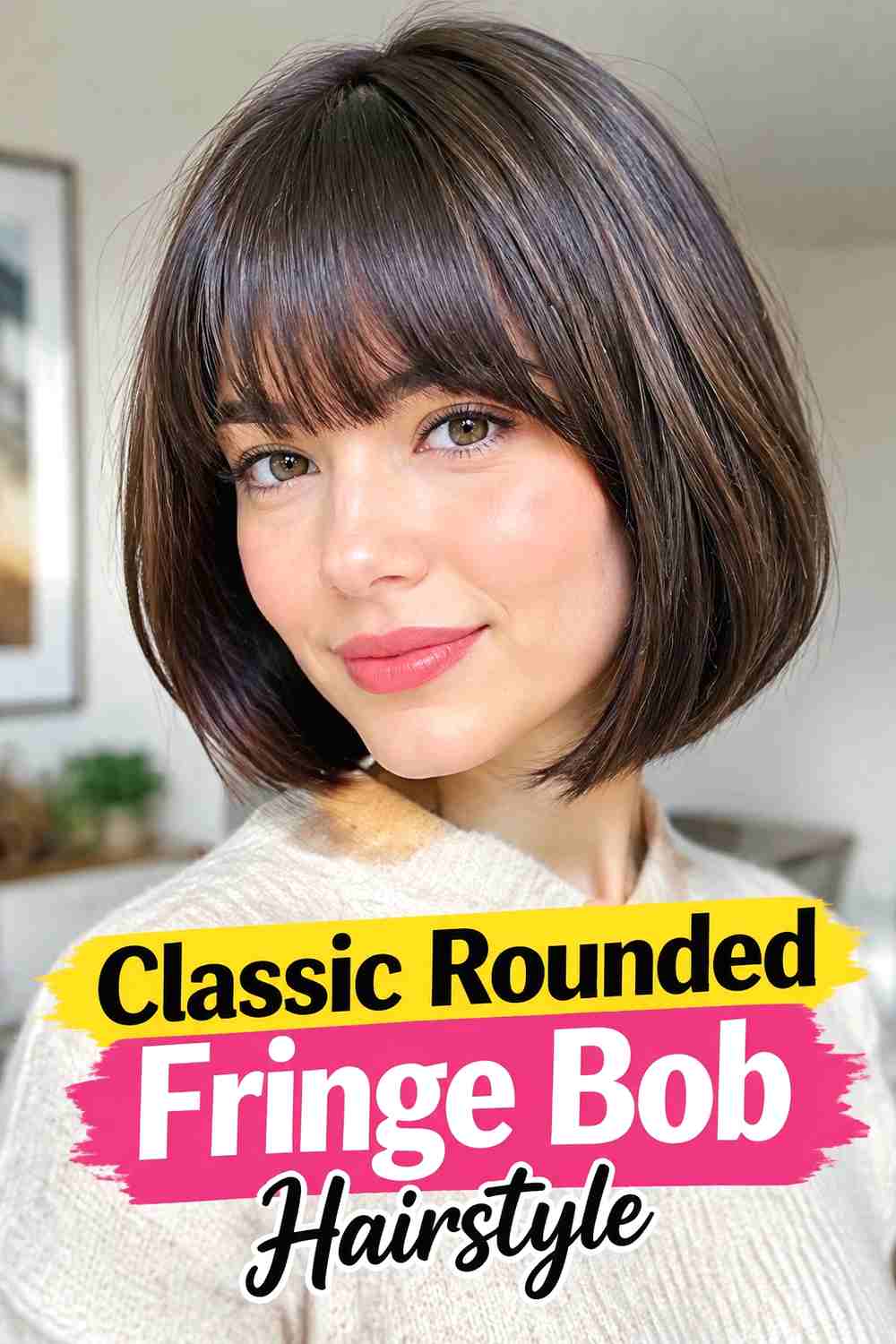 1. Classic Rounded Fringe Bob Hairstyle