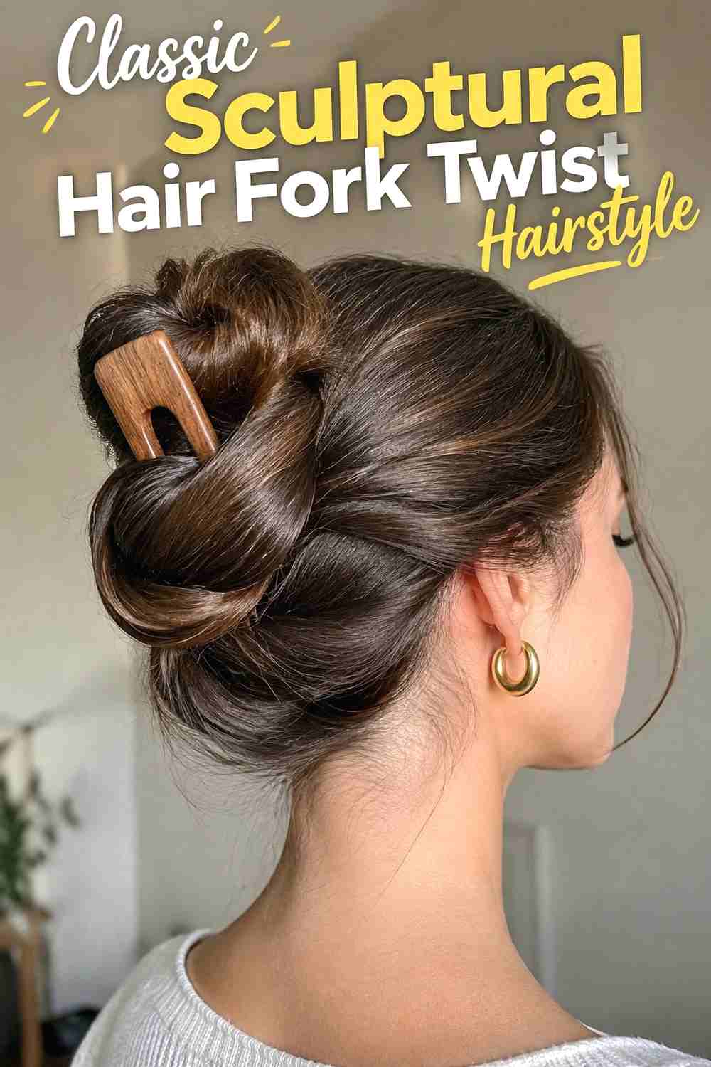 1. Classic Sculptural Hair Fork Twist Hairstyle