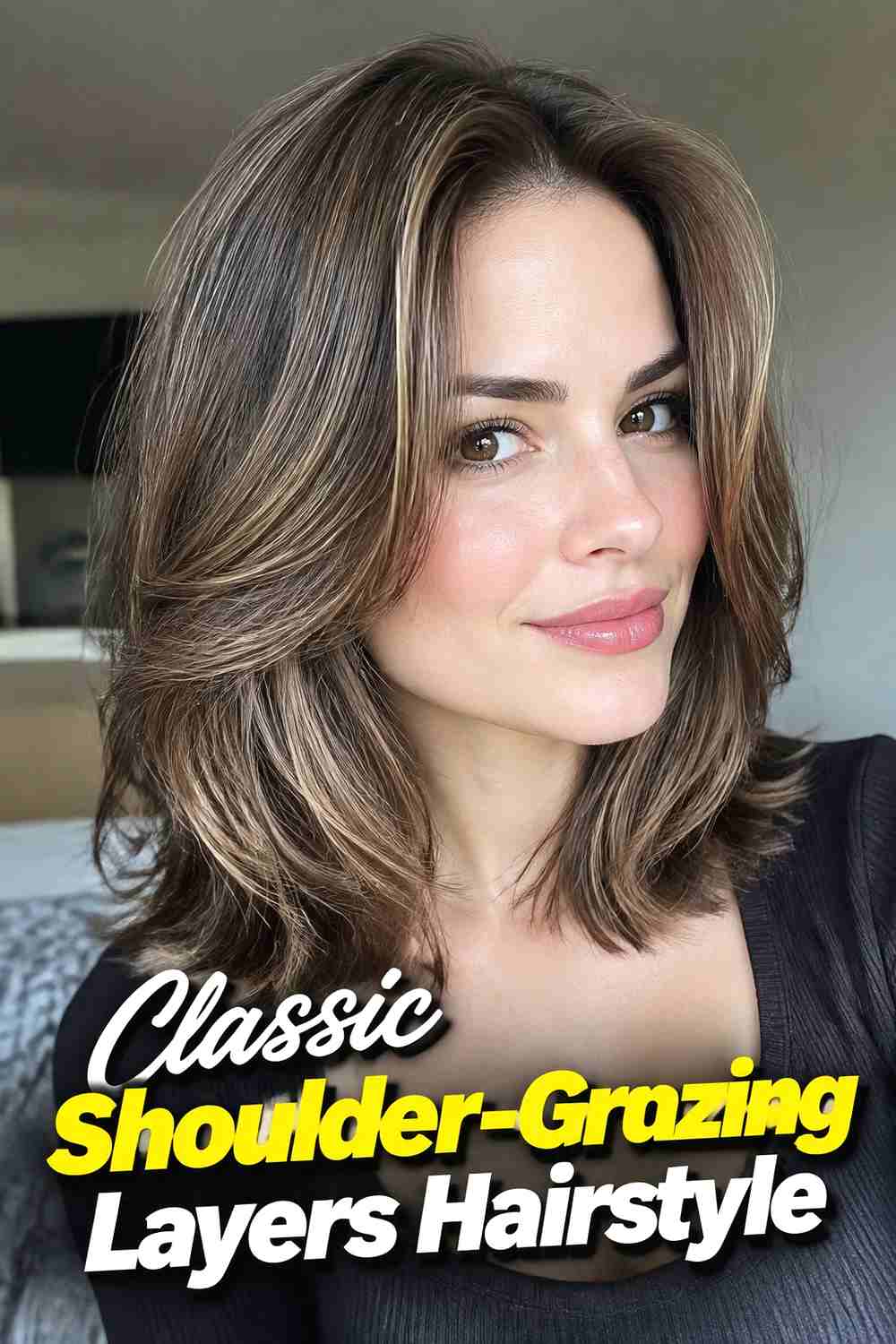 1. Classic Shoulder Grazing Layers Hairstyle