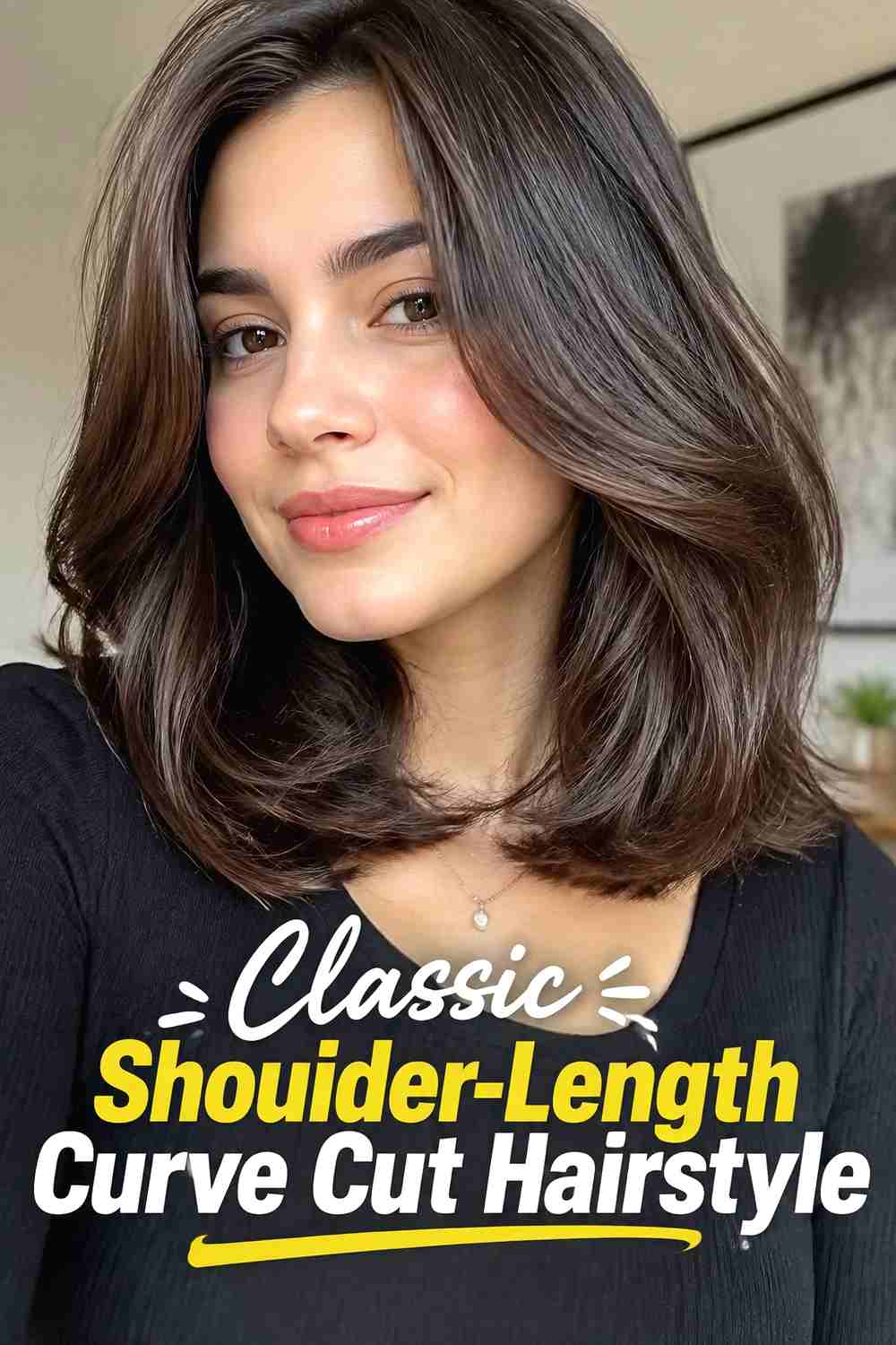1. Classic Shoulder Length Curve Cut Hairstyle