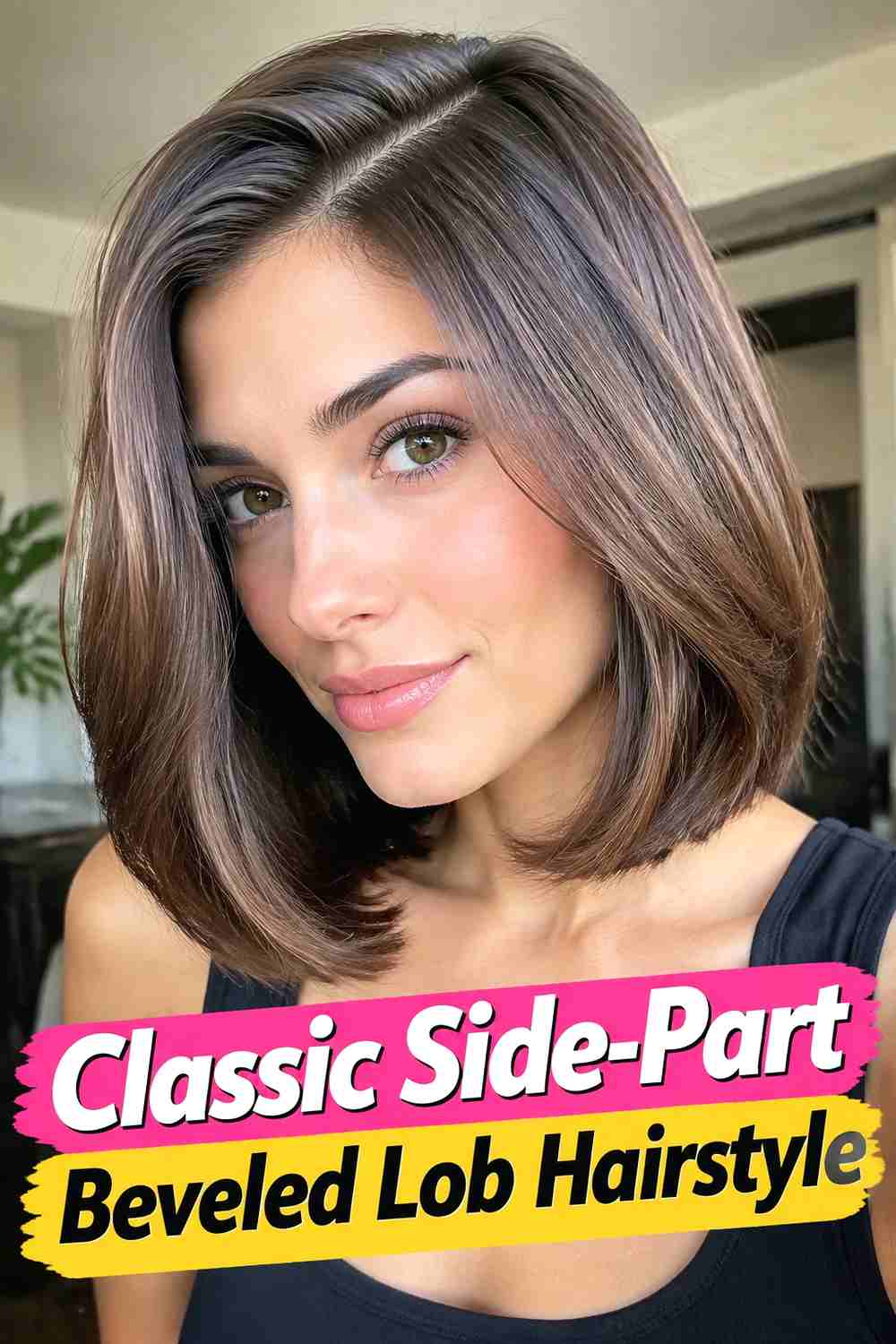 1. Classic Side Part Beveled Lob Hairstyle