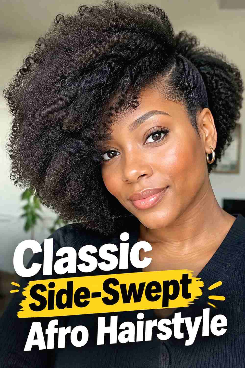 1. Classic Side Swept Afro Hairstyle