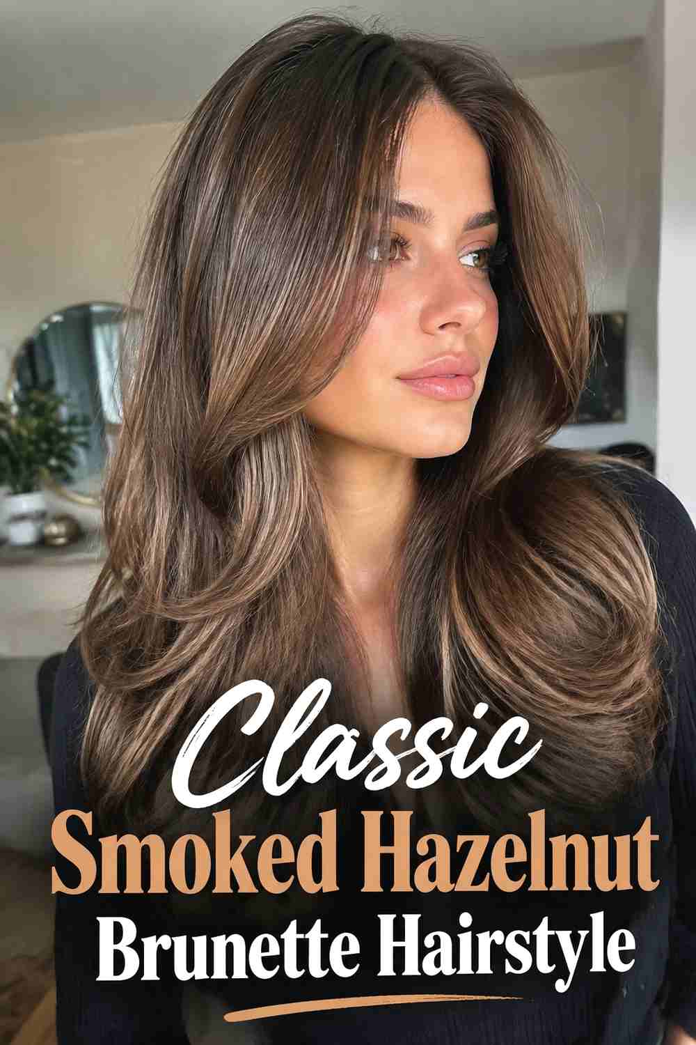 1. Classic Smoked Hazelnut Brunette Hairstyle
