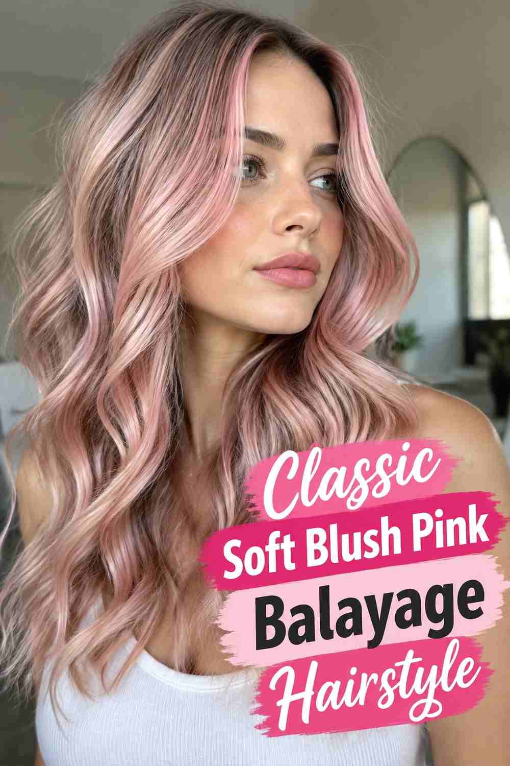 1. Classic Soft Blush Pink Balayage Hairstyle