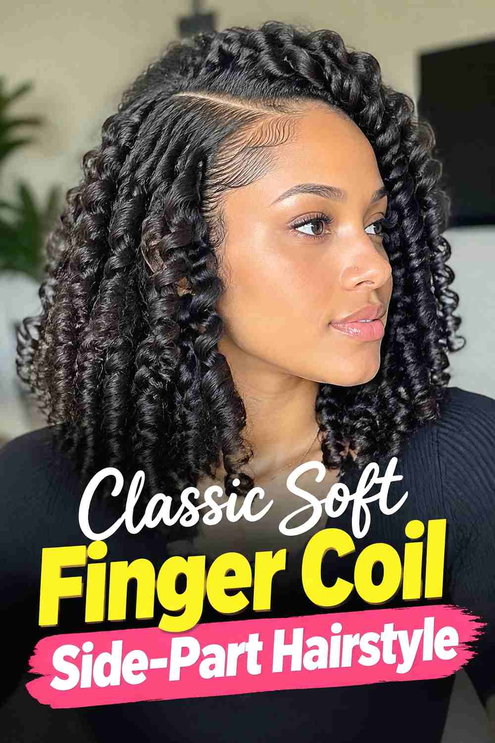 1. Classic Soft Finger Coil Side Part Hairstyle