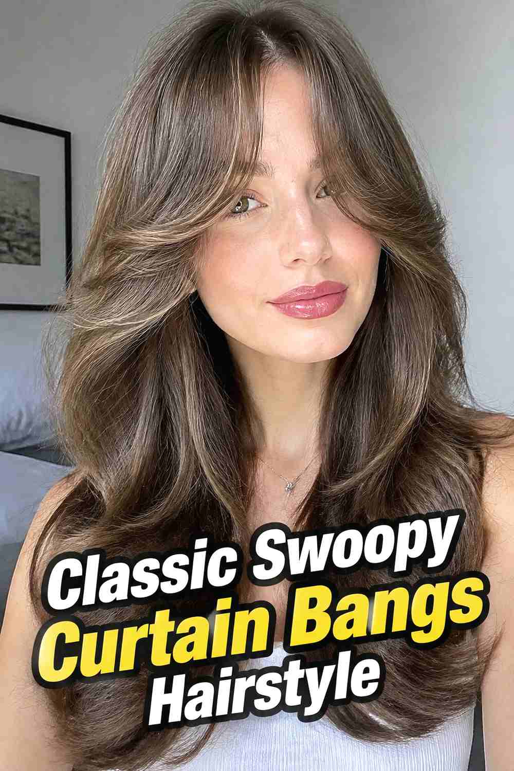 1. Classic Swoopy Curtain Bangs Hairstyle